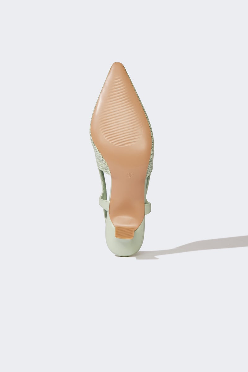 DeFacto Green Woman Woman Laced Faux Leather Heeled Sandals Casual - Image 4